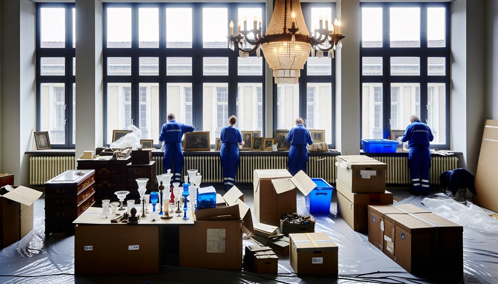 discreet-opruimen-appartement-team Team ruimt discreet appartement op met dozen en meubels